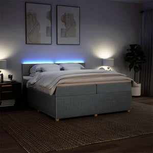 Κρεβάτι Boxspring με Στρώμα Ανοιχτό Γκρι 200x200 εκ. Υφασμάτινο