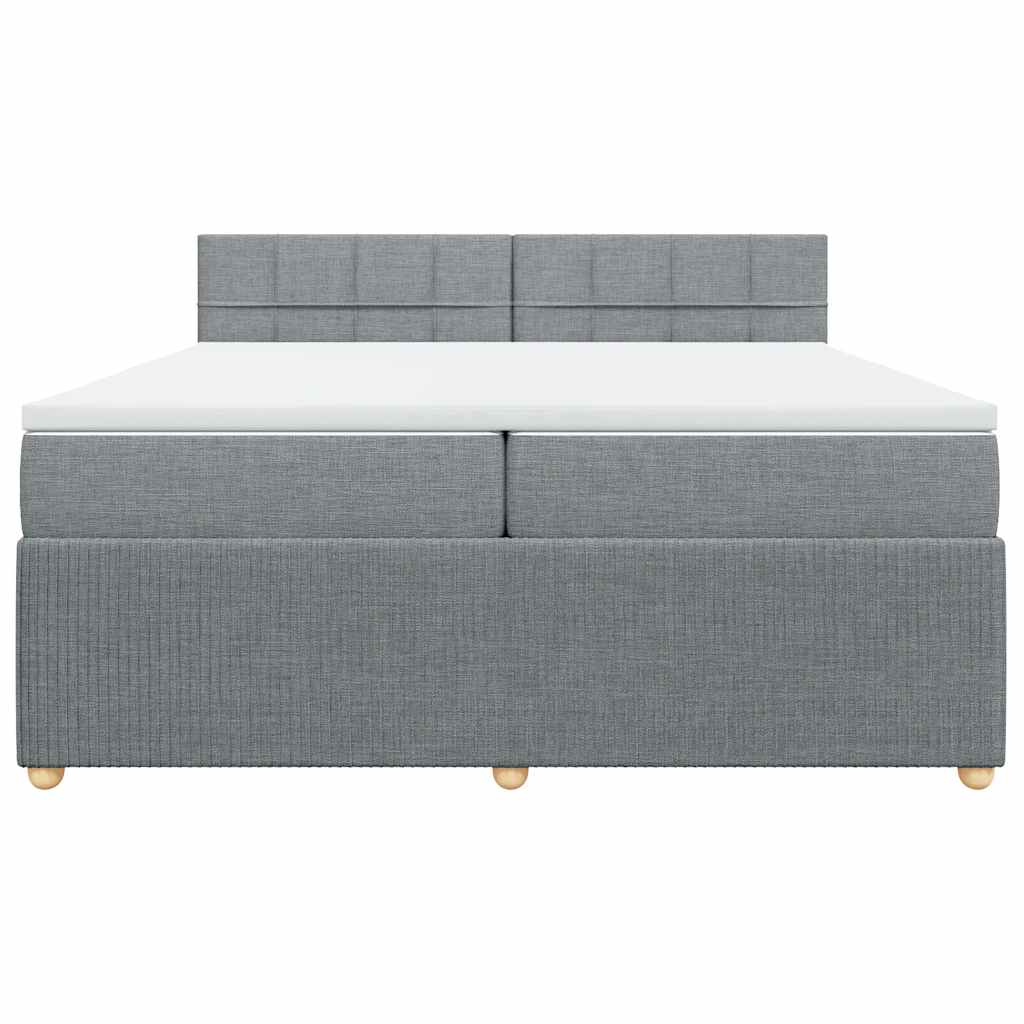 Κρεβάτι Boxspring με Στρώμα Ανοιχτό Γκρι 200x200 εκ. Υφασμάτινο