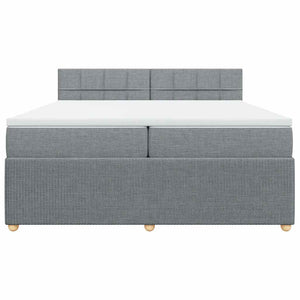 Κρεβάτι Boxspring με Στρώμα Ανοιχτό Γκρι 200x200 εκ. Υφασμάτινο