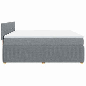 Κρεβάτι Boxspring με Στρώμα Ανοιχτό Γκρι 200x200 εκ. Υφασμάτινο