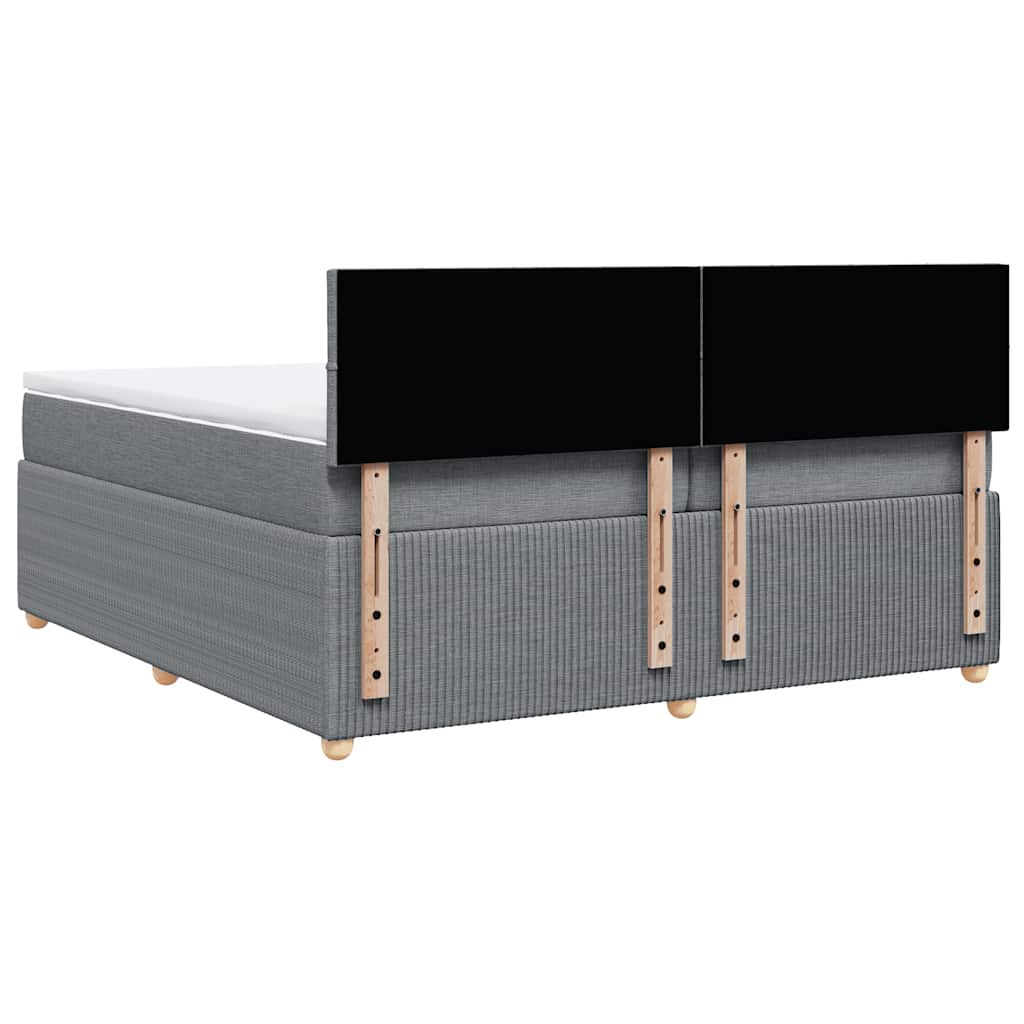 Κρεβάτι Boxspring με Στρώμα Ανοιχτό Γκρι 200x200 εκ. Υφασμάτινο