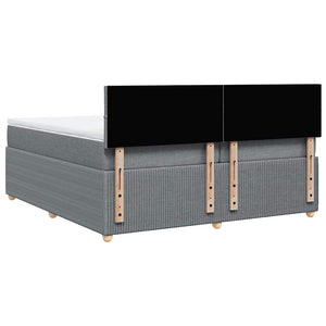 Κρεβάτι Boxspring με Στρώμα Ανοιχτό Γκρι 200x200 εκ. Υφασμάτινο