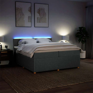 Κρεβάτι Boxspring με Στρώμα Σκούρο Γκρι 200x200 εκ. Υφασμάτινο