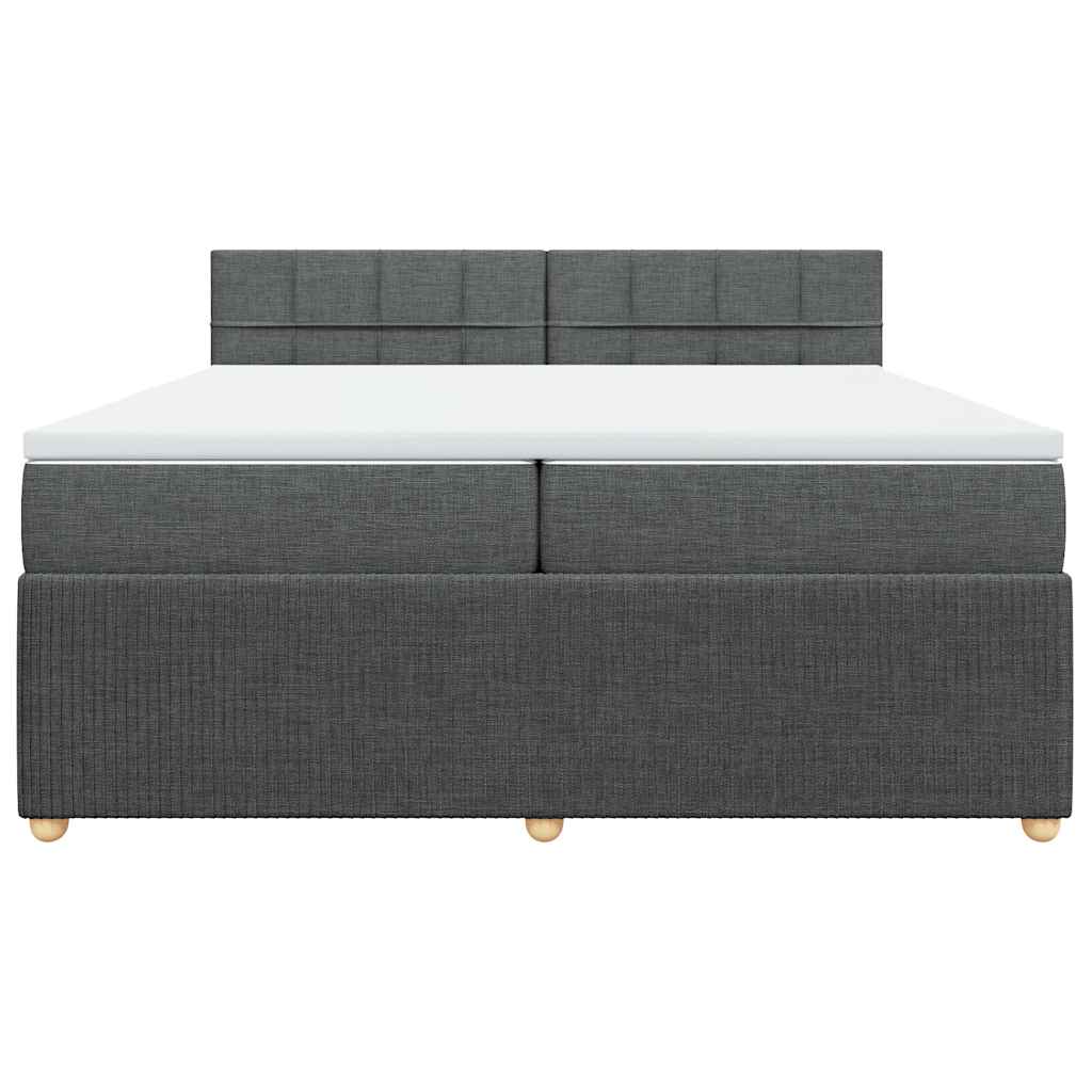 Κρεβάτι Boxspring με Στρώμα Σκούρο Γκρι 200x200 εκ. Υφασμάτινο