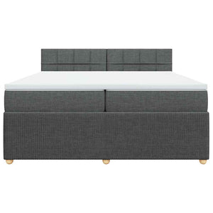 Κρεβάτι Boxspring με Στρώμα Σκούρο Γκρι 200x200 εκ. Υφασμάτινο