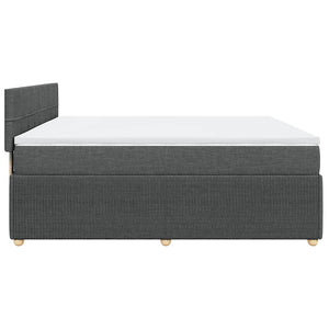 Κρεβάτι Boxspring με Στρώμα Σκούρο Γκρι 200x200 εκ. Υφασμάτινο