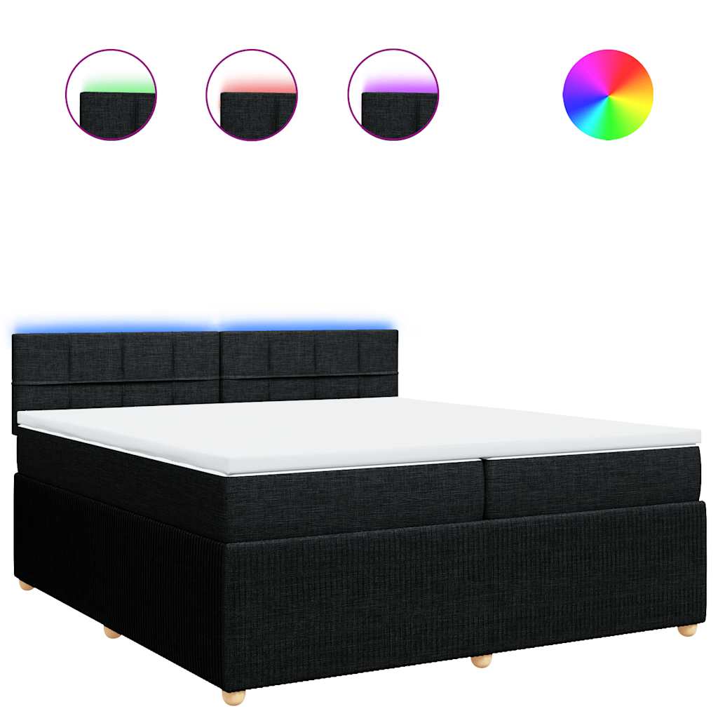 Κρεβάτι Boxspring με Στρώμα Μαύρο 200x200 εκ. Υφασμάτινο - Pakobazaar