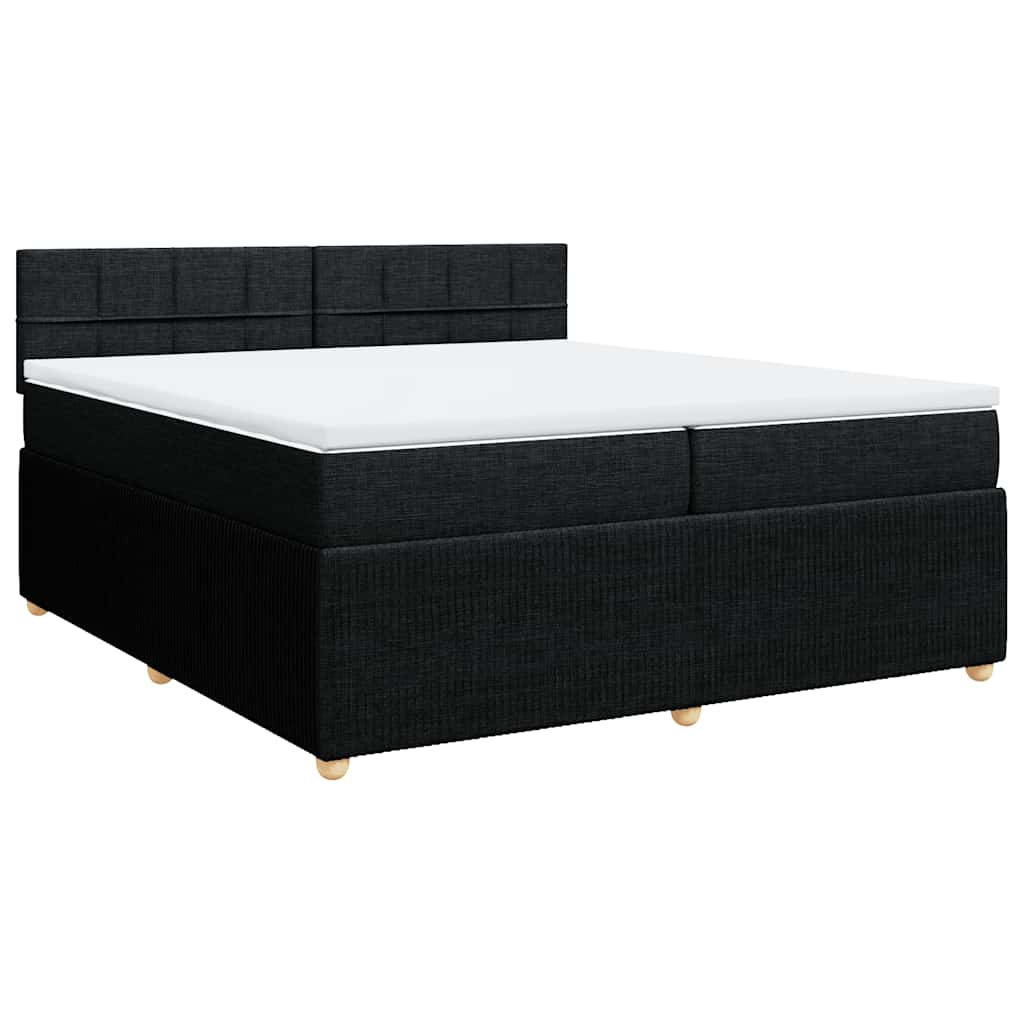 Κρεβάτι Boxspring με Στρώμα Μαύρο 200x200 εκ. Υφασμάτινο - Pakobazaar