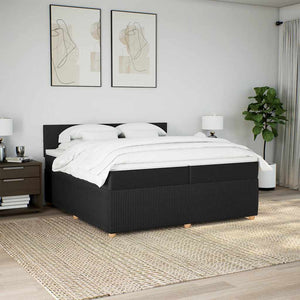 Κρεβάτι Boxspring με Στρώμα Μαύρο 200x200 εκ. Υφασμάτινο - Pakobazaar