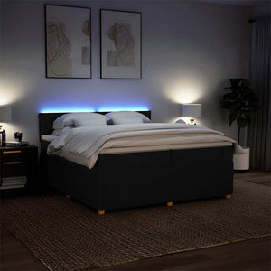 Κρεβάτι Boxspring με Στρώμα Μαύρο 200x200 εκ. Υφασμάτινο - Pakobazaar