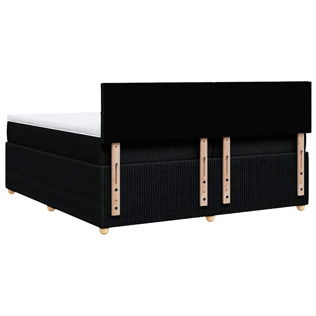 Κρεβάτι Boxspring με Στρώμα Μαύρο 200x200 εκ. Υφασμάτινο - Pakobazaar