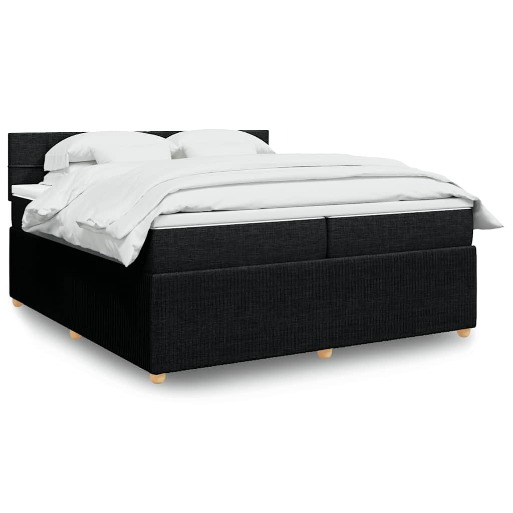 Κρεβάτι Boxspring με Στρώμα Μαύρο 200x200 εκ. Υφασμάτινο - Pakobazaar