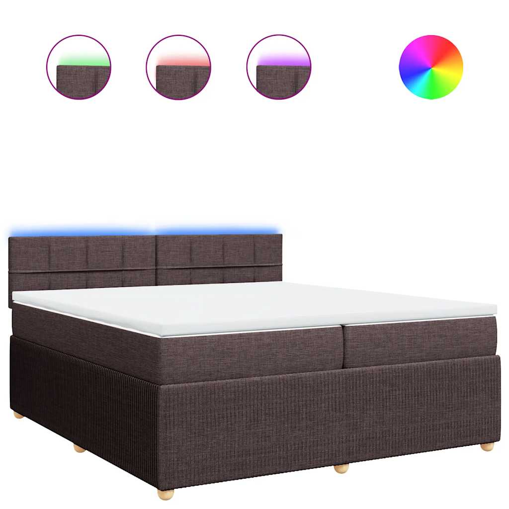 Κρεβάτι Boxspring με Στρώμα Σκούρο Καφέ 200x200 εκ. Υφασμάτινο - Pakobazaar