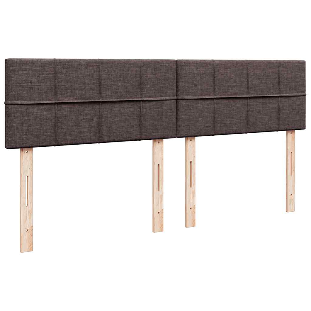Κρεβάτι Boxspring με Στρώμα Σκούρο Καφέ 200x200 εκ. Υφασμάτινο - Pakobazaar