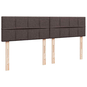 Κρεβάτι Boxspring με Στρώμα Σκούρο Καφέ 200x200 εκ. Υφασμάτινο - Pakobazaar