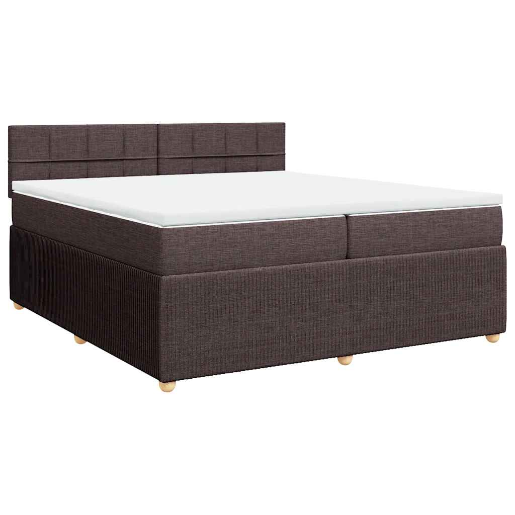 Κρεβάτι Boxspring με Στρώμα Σκούρο Καφέ 200x200 εκ. Υφασμάτινο - Pakobazaar