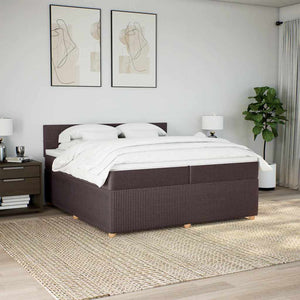 Κρεβάτι Boxspring με Στρώμα Σκούρο Καφέ 200x200 εκ. Υφασμάτινο - Pakobazaar