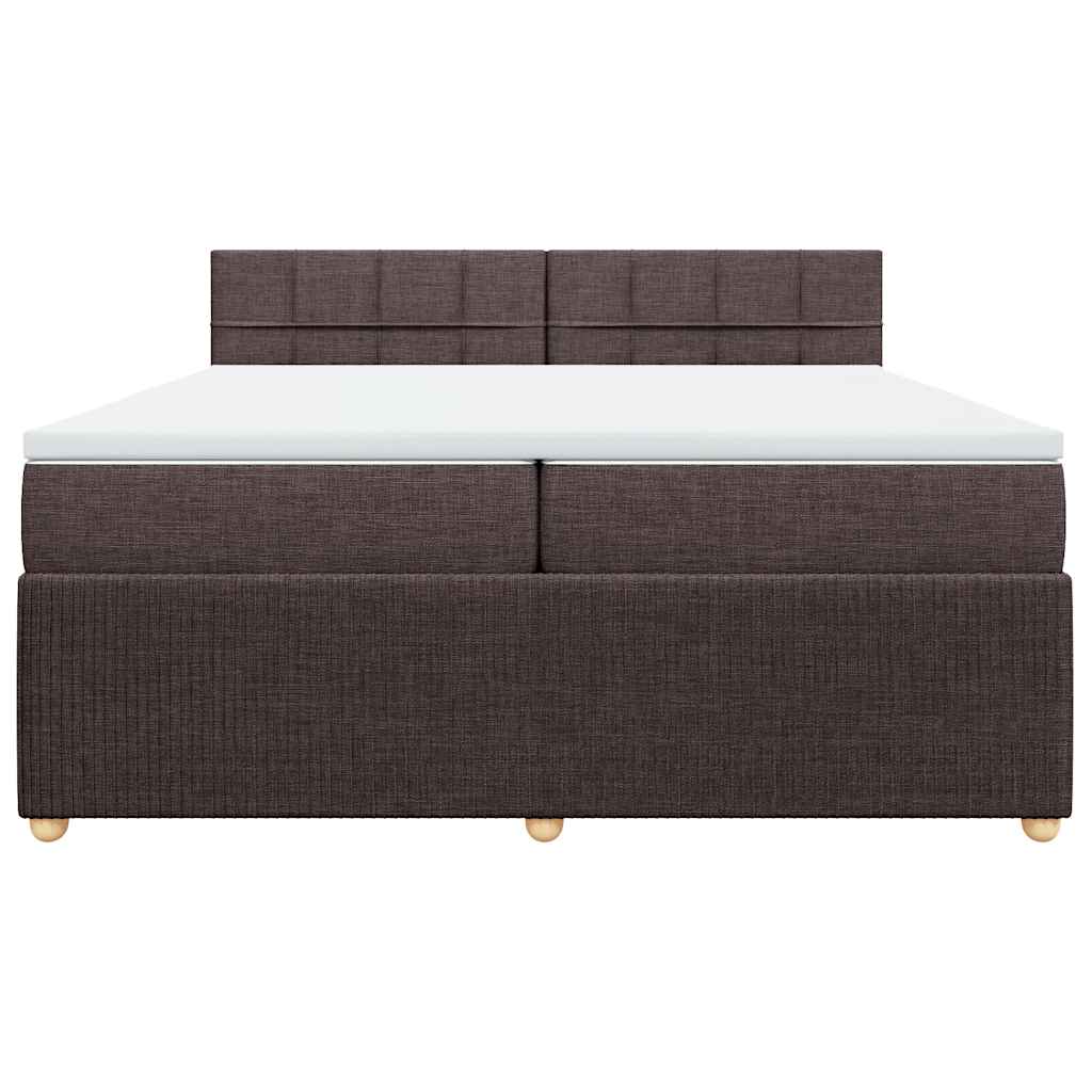 Κρεβάτι Boxspring με Στρώμα Σκούρο Καφέ 200x200 εκ. Υφασμάτινο - Pakobazaar
