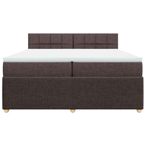Κρεβάτι Boxspring με Στρώμα Σκούρο Καφέ 200x200 εκ. Υφασμάτινο - Pakobazaar