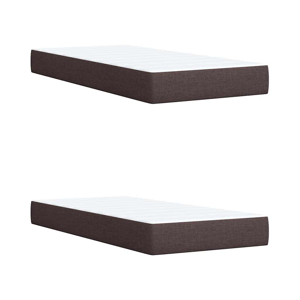 Κρεβάτι Boxspring με Στρώμα Σκούρο Καφέ 200x200 εκ. Υφασμάτινο - Pakobazaar