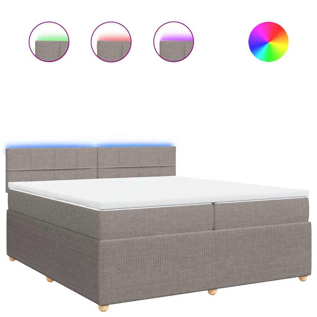 Κρεβάτι Boxspring με Στρώμα Taupe 200x200 εκ. Υφασμάτινο