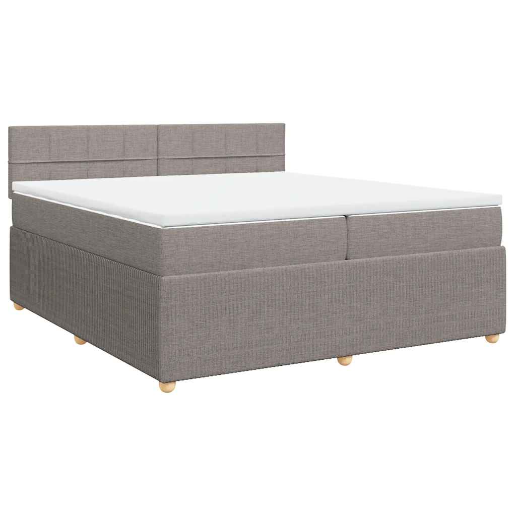 Κρεβάτι Boxspring με Στρώμα Taupe 200x200 εκ. Υφασμάτινο