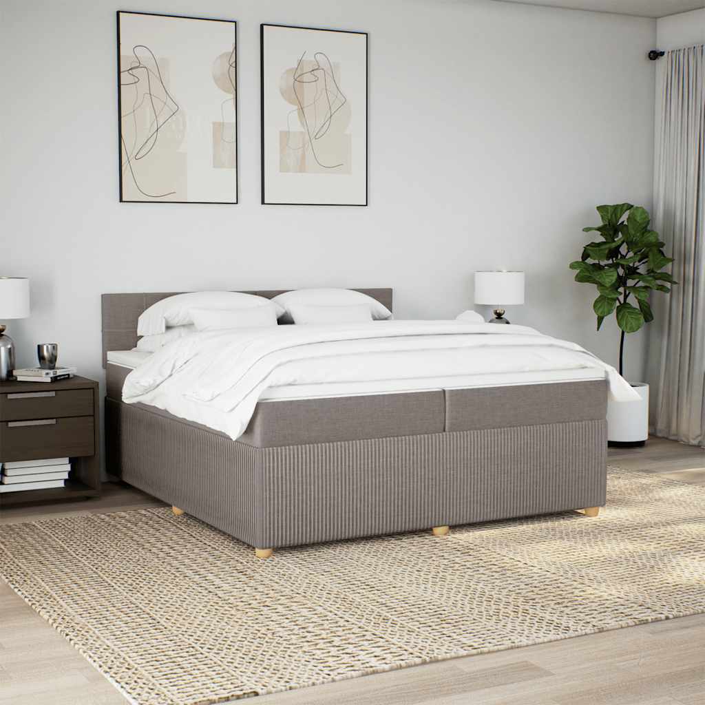 Κρεβάτι Boxspring με Στρώμα Taupe 200x200 εκ. Υφασμάτινο