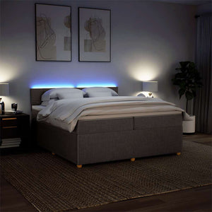 Κρεβάτι Boxspring με Στρώμα Taupe 200x200 εκ. Υφασμάτινο