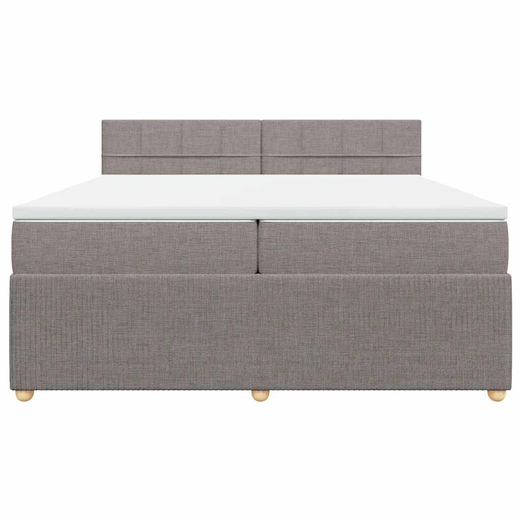 Κρεβάτι Boxspring με Στρώμα Taupe 200x200 εκ. Υφασμάτινο
