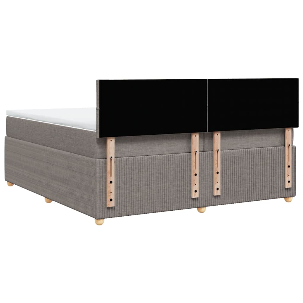 Κρεβάτι Boxspring με Στρώμα Taupe 200x200 εκ. Υφασμάτινο