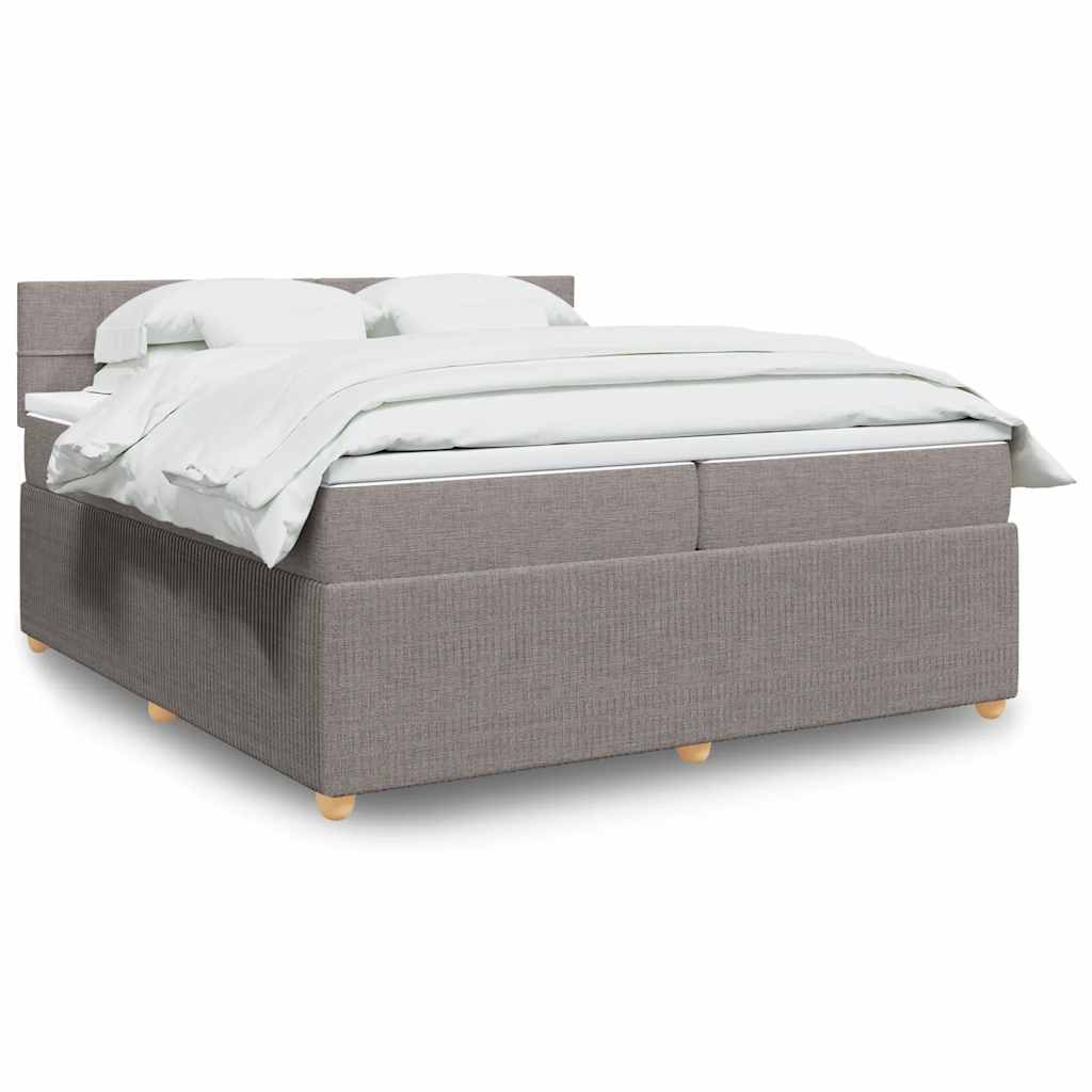 Κρεβάτι Boxspring με Στρώμα Taupe 200x200 εκ. Υφασμάτινο
