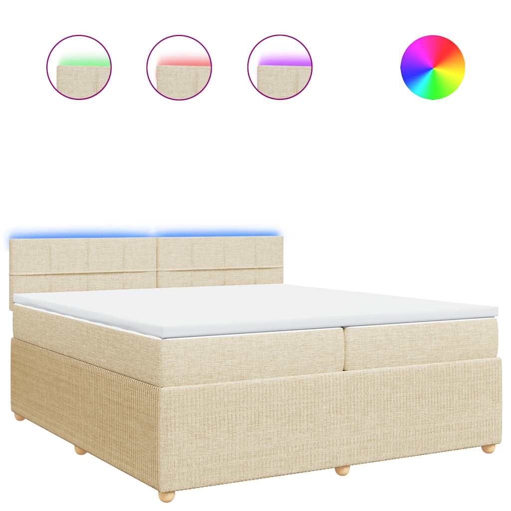 Κρεβάτι Boxspring με Στρώμα Κρεμ 200x200 εκ. Υφασμάτινο - Pakobazaar