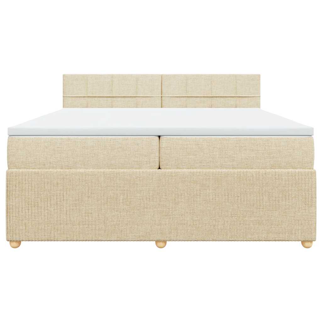 Κρεβάτι Boxspring με Στρώμα Κρεμ 200x200 εκ. Υφασμάτινο - Pakobazaar