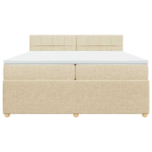 Κρεβάτι Boxspring με Στρώμα Κρεμ 200x200 εκ. Υφασμάτινο - Pakobazaar