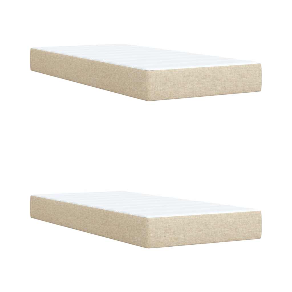 Κρεβάτι Boxspring με Στρώμα Κρεμ 200x200 εκ. Υφασμάτινο - Pakobazaar