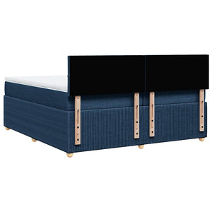 Κρεβάτι Boxspring με Στρώμα Μπλε 200x200 εκ. Υφασμάτινο