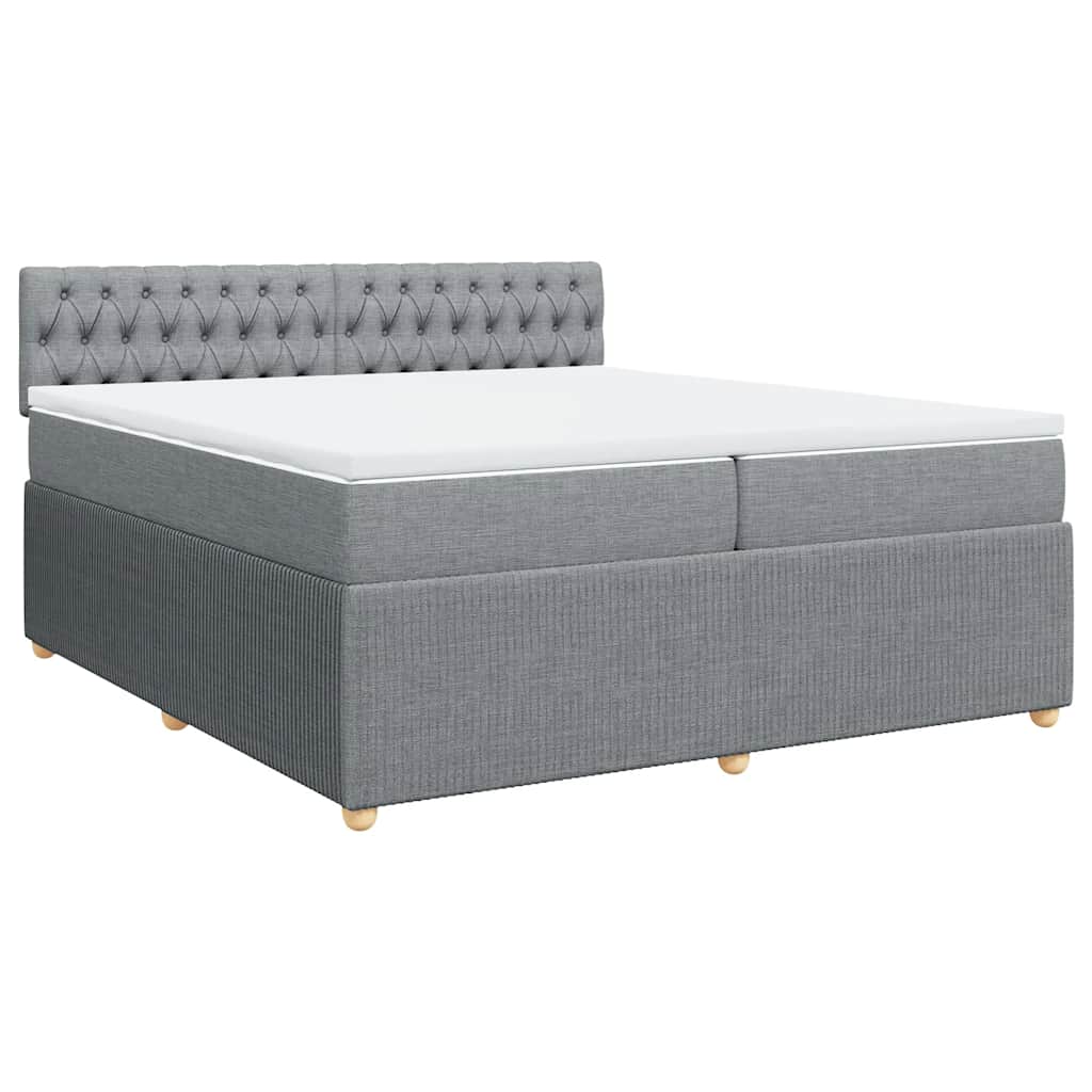 Κρεβάτι Boxspring με Στρώμα Ανοιχτό Γκρι 200x200 εκ. Υφασμάτινο