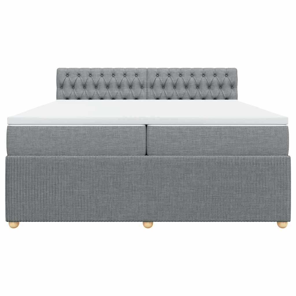 Κρεβάτι Boxspring με Στρώμα Ανοιχτό Γκρι 200x200 εκ. Υφασμάτινο