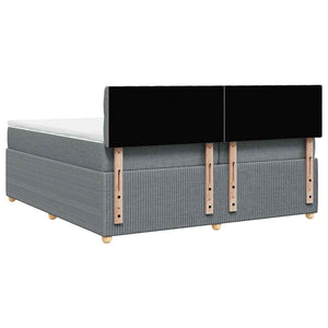 Κρεβάτι Boxspring με Στρώμα Ανοιχτό Γκρι 200x200 εκ. Υφασμάτινο