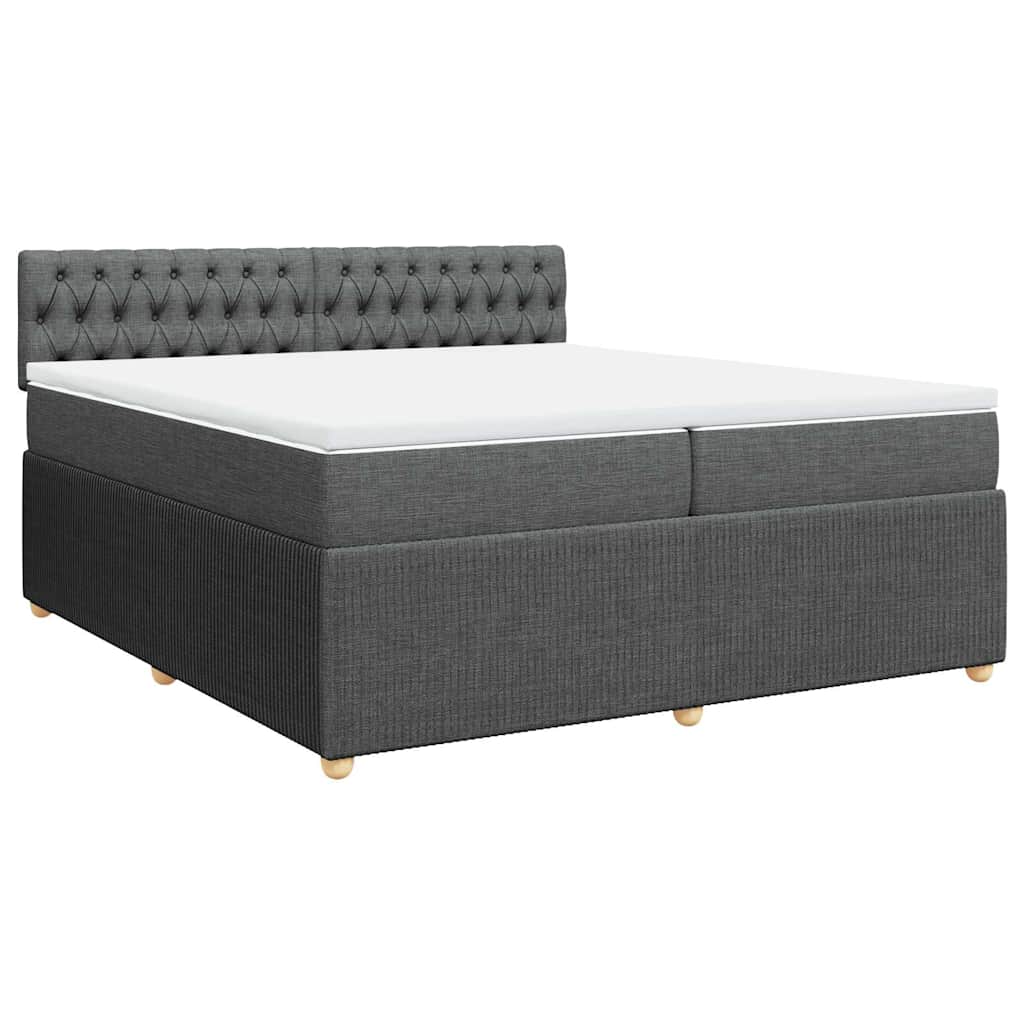Κρεβάτι Boxspring με Στρώμα Σκούρο Γκρι 200x200 εκ. Υφασμάτινο - Pakobazaar