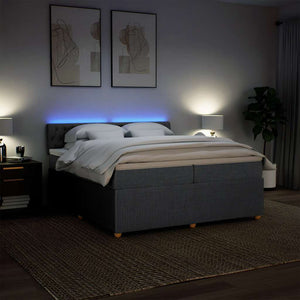 Κρεβάτι Boxspring με Στρώμα Σκούρο Γκρι 200x200 εκ. Υφασμάτινο - Pakobazaar