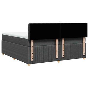 Κρεβάτι Boxspring με Στρώμα Σκούρο Γκρι 200x200 εκ. Υφασμάτινο - Pakobazaar