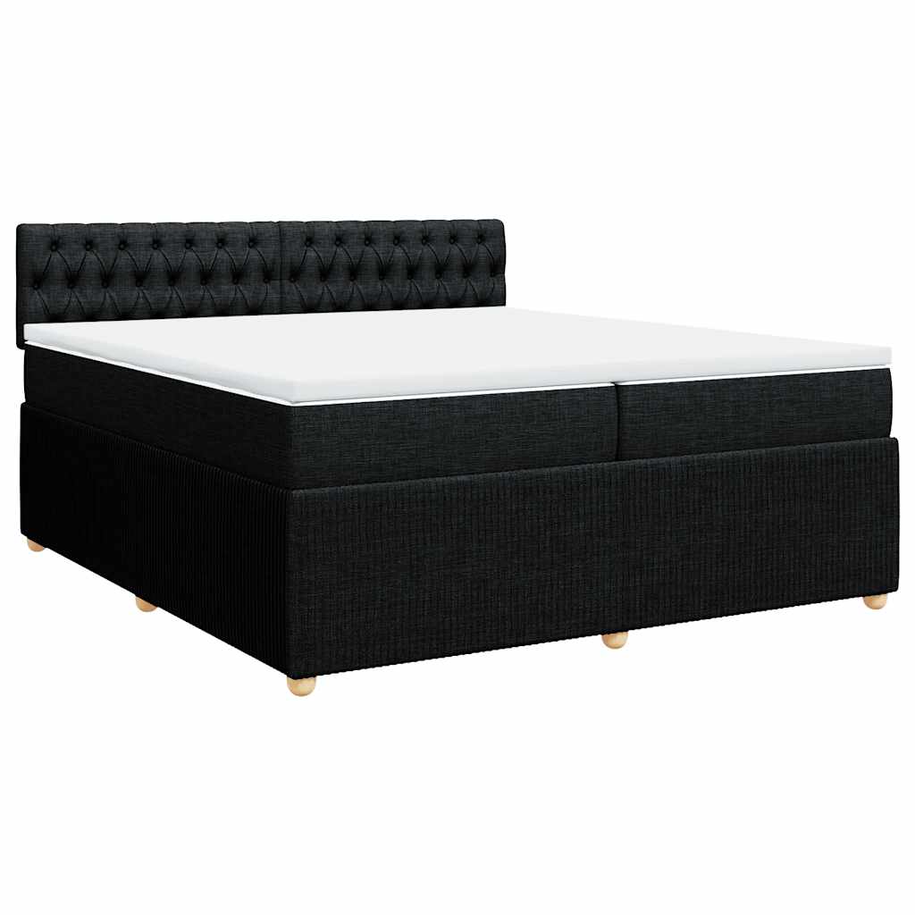Κρεβάτι Boxspring με Στρώμα Μαύρο 200x200 εκ. Υφασμάτινο - Pakobazaar