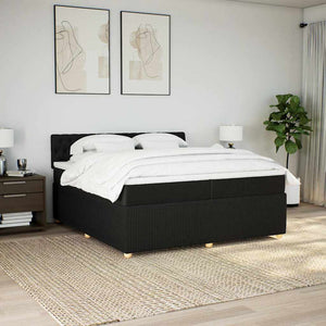 Κρεβάτι Boxspring με Στρώμα Μαύρο 200x200 εκ. Υφασμάτινο - Pakobazaar
