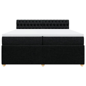 Κρεβάτι Boxspring με Στρώμα Μαύρο 200x200 εκ. Υφασμάτινο - Pakobazaar