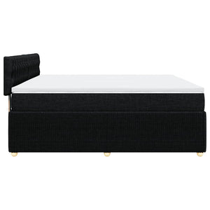 Κρεβάτι Boxspring με Στρώμα Μαύρο 200x200 εκ. Υφασμάτινο - Pakobazaar