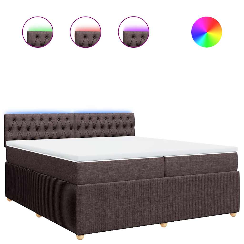 Κρεβάτι Boxspring με Στρώμα Σκούρο Καφέ 200x200 εκ. Υφασμάτινο