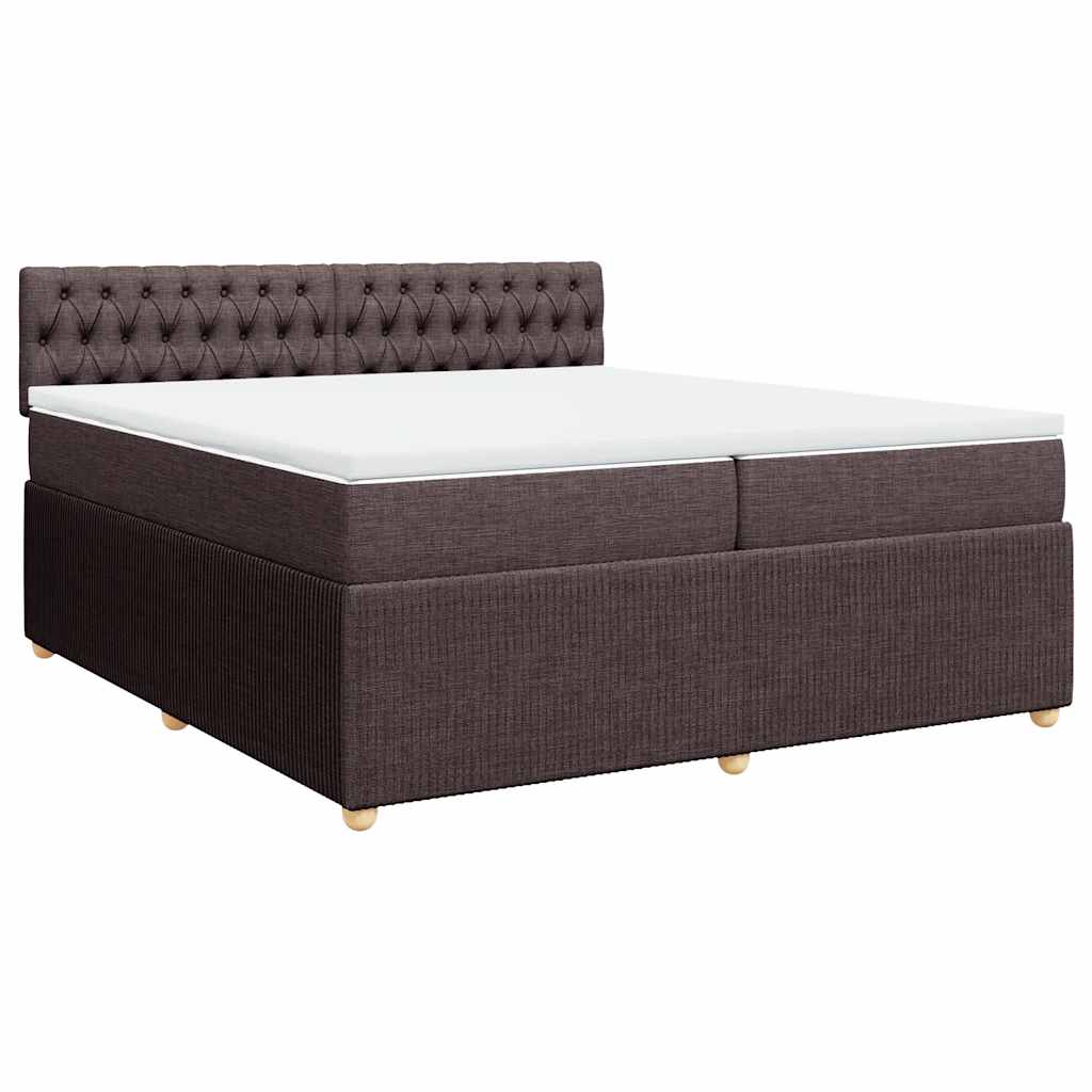 Κρεβάτι Boxspring με Στρώμα Σκούρο Καφέ 200x200 εκ. Υφασμάτινο