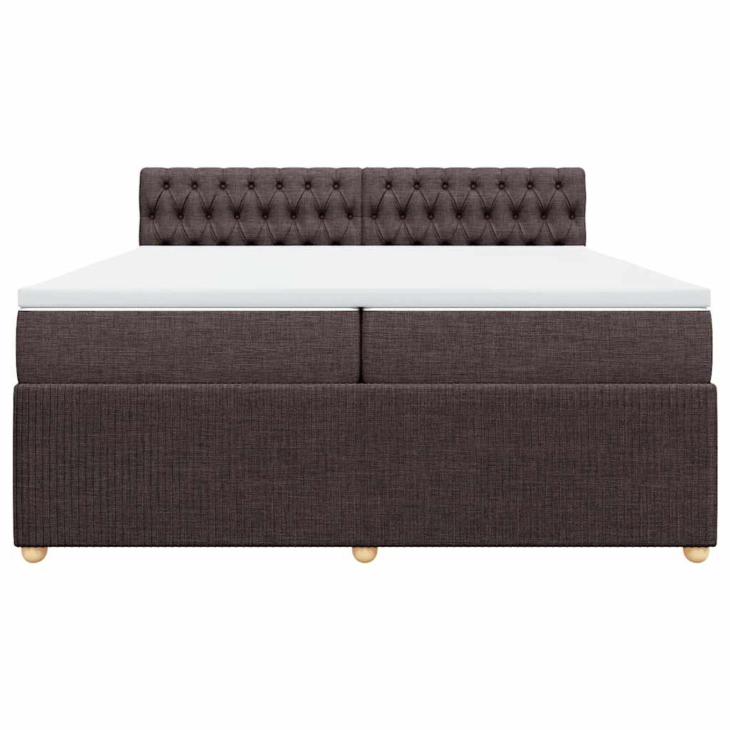 Κρεβάτι Boxspring με Στρώμα Σκούρο Καφέ 200x200 εκ. Υφασμάτινο