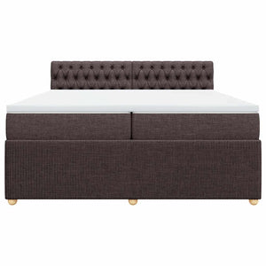 Κρεβάτι Boxspring με Στρώμα Σκούρο Καφέ 200x200 εκ. Υφασμάτινο
